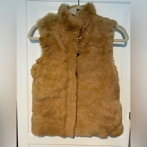 Genuine Fur Vest Caramel Brown Sz S